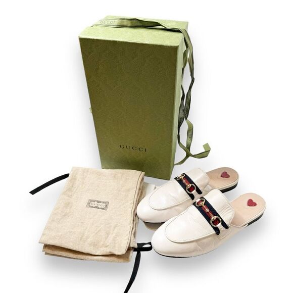 Gucci Princetown White Leather Horse Bit Slipper Mule Slide Loafer Women’s 37.5 - Picture 10 of 12